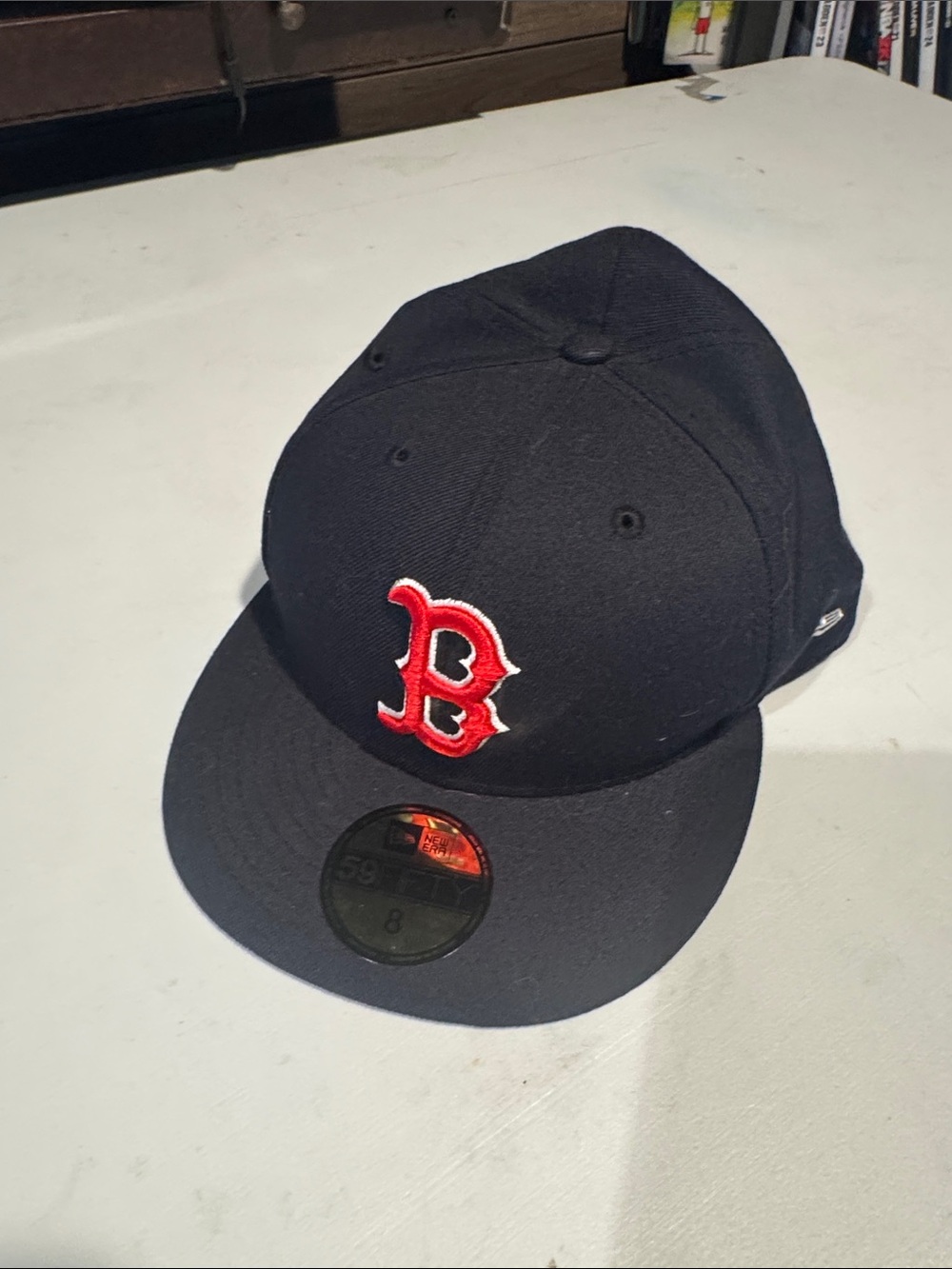 New Era Boston Red Sox Cap - navy with Red 'B' size 8